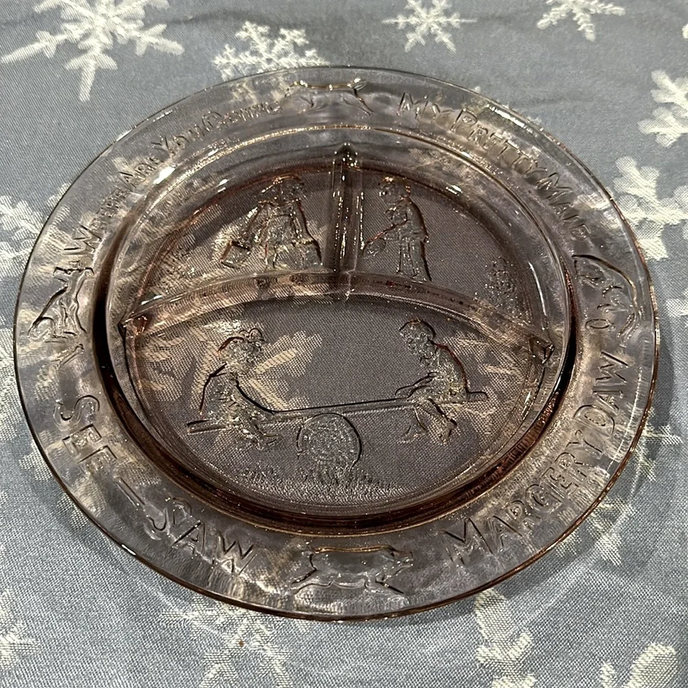 Vintage Margery Daw Nursery Plate Tiara Indiana Glass Company Baby Girls